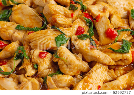 Stir-fried chicken with holy basil, 62992757