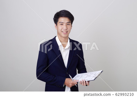 Asian businessman architect on white background Asian businessman architect on white background 62993210