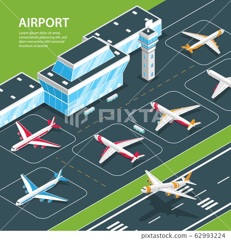 Airport Isometric Background Composition 62993224
