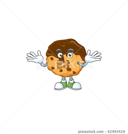mascot cartoon character design of chocolate chips with cream making a silent gesture 62993429