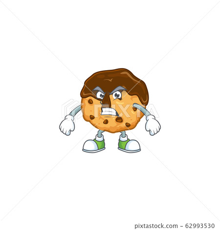 cartoon character of chocolate chips with cream with angry face cartoon character of chocolate chips with cream with angry face 62993530
