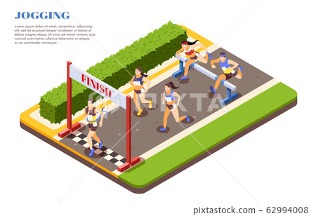 Jogging Hurdling Isometric Composition 62994008