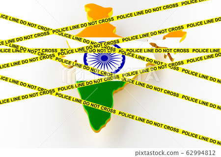 India crime concept, police investigation. 3D map of India. 3d rendering 62994812