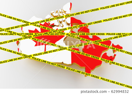 Canada crime concept, police investigation. 3D map of Canada. 3d rendering Canada crime concept, police investigation. 3D map of Canada. 3d rendering 62994832