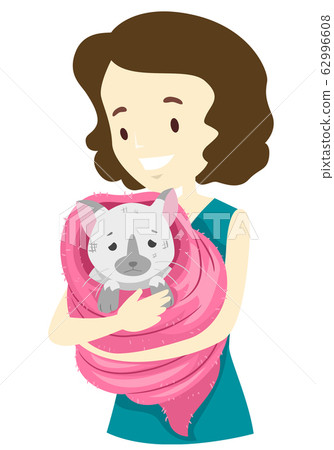 Girl Save Cat Illustration 62996608