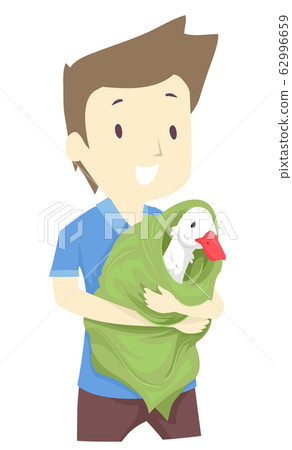 Man Save Goose Illustration 62996659