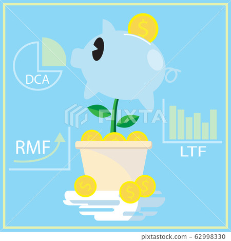 The pig bank and coin for DCA LTF RMF business plan. 62998330