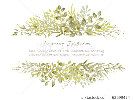 水彩藍色植物背景與文本空間 插圖素材 圖庫