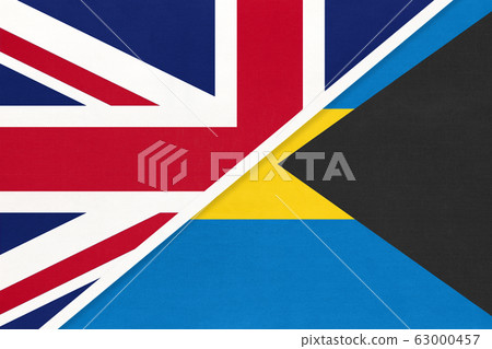 United Kingdom vs Bahamas national flag from textile United Kingdom vs Bahamas national flag from textile 63000457