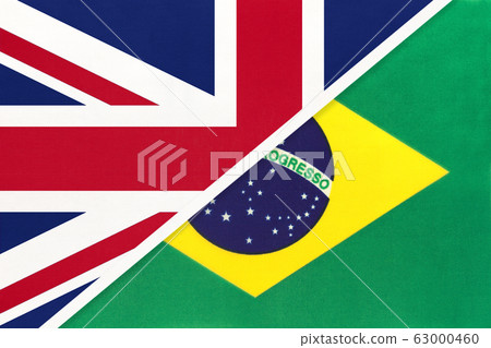 United Kingdom vs Brazil national flag from textile 63000460
