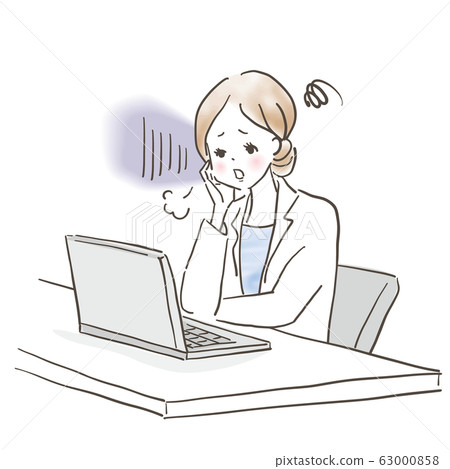 PC, woman, white coat, melancholy 63000858