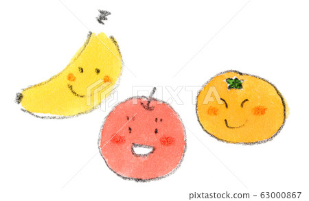 Smiley fruit trio (apples, oranges, bananas) 63000867