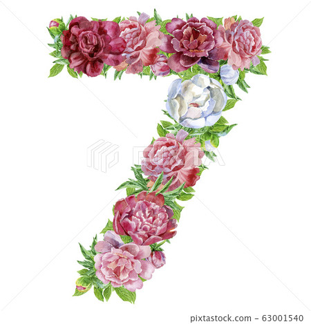 Number seven of watercolor flowers Number seven of watercolor flowers 63001540