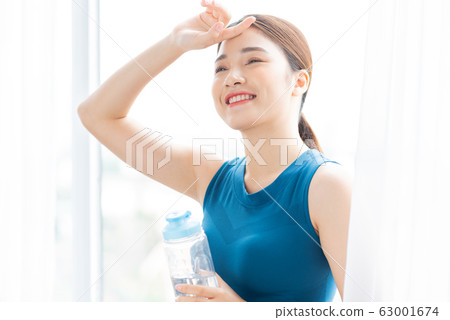 woman at home, yoga, sport, fitness 63001674