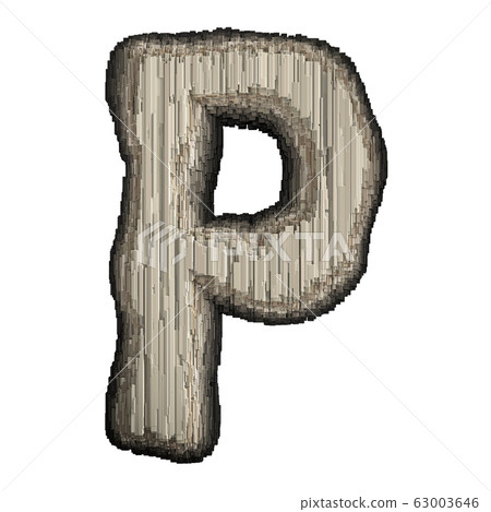 Industrial metal alphabet letter P 3D 63003646
