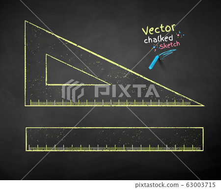 Vector color chalk drawn illustration of rulers Vector color chalk drawn illustration of rulers 63003715