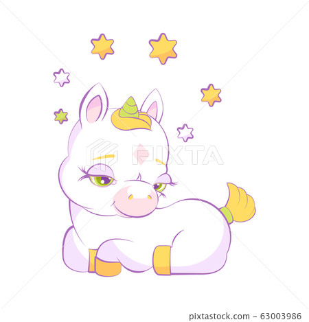 Cute little white unicorn with a star crown 63003986