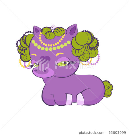 Cute little golden hair violet princess unicorn Cute little golden hair violet princess unicorn 63003999