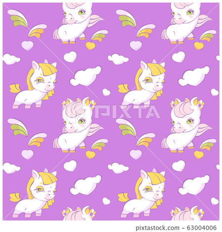 Cute little unicorns lavander seamless pattern Cute little unicorns lavander seamless pattern 63004006