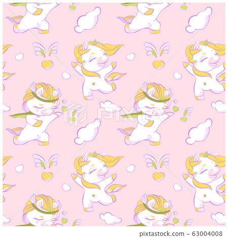 Cute little unicorns pink seamless pattern 63004008