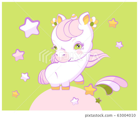 Cute little girl unicorn with pink hair Cute little girl unicorn with pink hair 63004010
