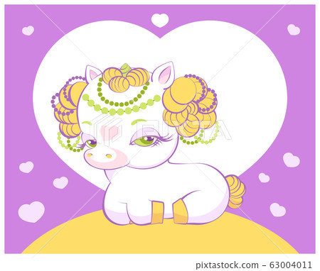 Cute little golden hair princess unicorn Cute little golden hair princess unicorn 63004011