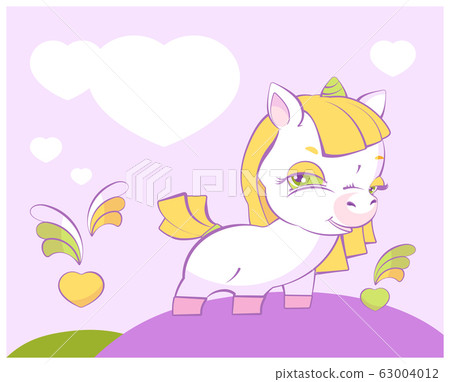 Cute little blonde girl unicorn in love Cute little blonde girl unicorn in love 63004012