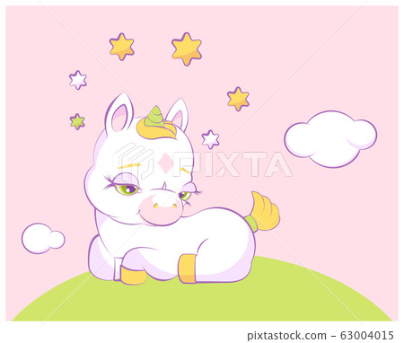 Cute little unicorn with a star crown Cute little unicorn with a star crown 63004015