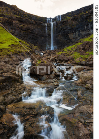 Fossa Waterfall on island Bordoy in the Faroe Islands 63004585