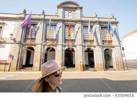 Woman traveling at the old spanish town on Tenerife island 63004658
