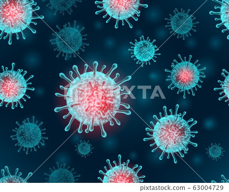 Seamless pattern with viruses. Coronavirus on a... - Stock Illustration ...