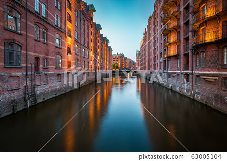 Hamburg Speicherstadt at twilight, Germany 63005104