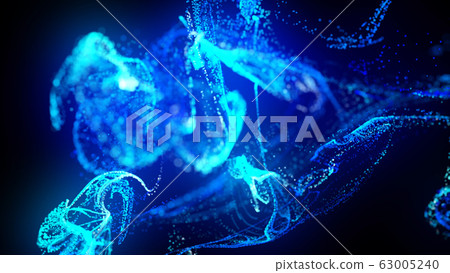 injection of fluorescent ink in water isolated on black background. 3d render of glow particles or sparks like shiny magic spell. Fantastic background for festive event. Blue shades 32 injection of fluorescent ink in water isolated on black background. 3d render of glow particles or sparks like shiny magic spell. Fantastic background for festive event. Blue shades 32 63005240