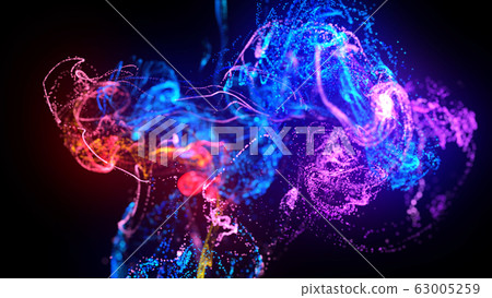 injection of fluorescent ink in water isolated on black background. 3d render of glow particles or sparks like shiny magic spell. Fantastic background for festive event. Blue red purple mix 6 injection of fluorescent ink in water isolated on black background. 3d render of glow particles or sparks like shiny magic spell. Fantastic background for festive event. Blue red purple mix 6 63005259