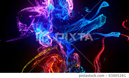 injection of fluorescent ink in water isolated on black background. 3d render of glow particles or sparks like shiny magic spell. Fantastic background for festive event. Blue red purple mix 4 injection of fluorescent ink in water isolated on black background. 3d render of glow particles or sparks like shiny magic spell. Fantastic background for festive event. Blue red purple mix 4 63005261