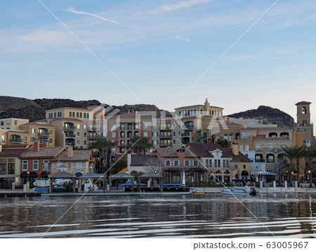Sunset view of the beautiful buildings in Lake Las 63005967