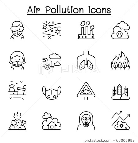 Air pollution icon set in thin line style 63005992