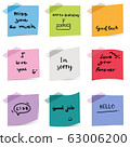 Colorful sticky notepaper with text on white 63006200