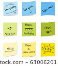 Colorful sticky notepaper with text on white 63006201