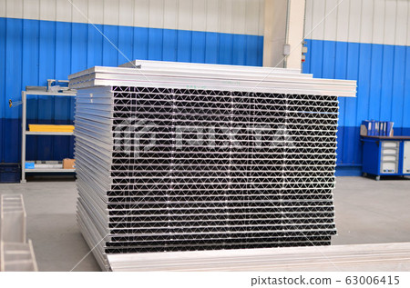 Aluminum profile in the production hall of an industrial plant Aluminum profile in the production hall of an industrial plant 63006415