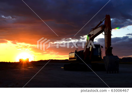 Large tracked excavator on a construction site 63006467