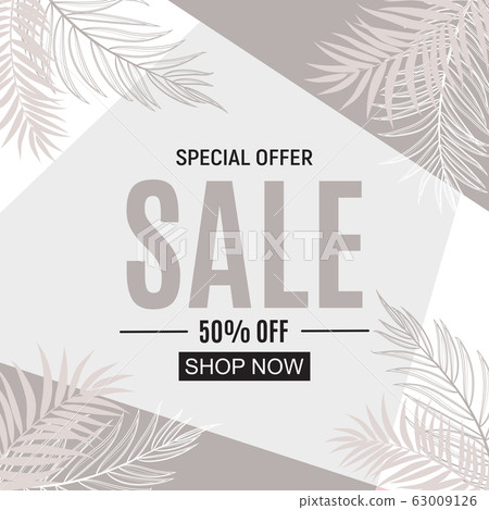 Abstract Summer Sale Background with palm leaves. Abstract Summer Sale Background with palm leaves. 63009126