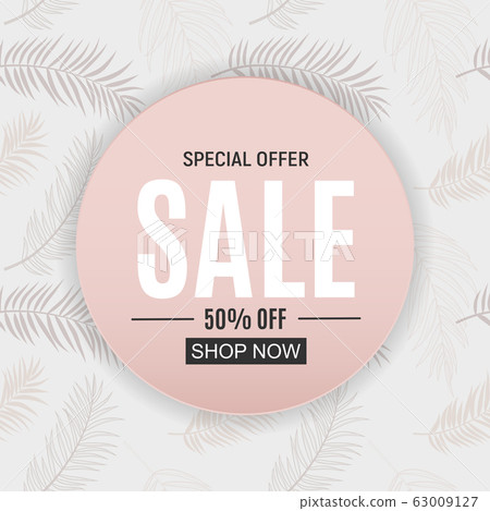 Abstract Summer Sale Background with palm leaves. Abstract Summer Sale Background with palm leaves. 63009127