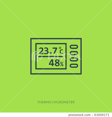 Vector outline icon of hydroponic and growth led light - thermo hygrometer 63009171