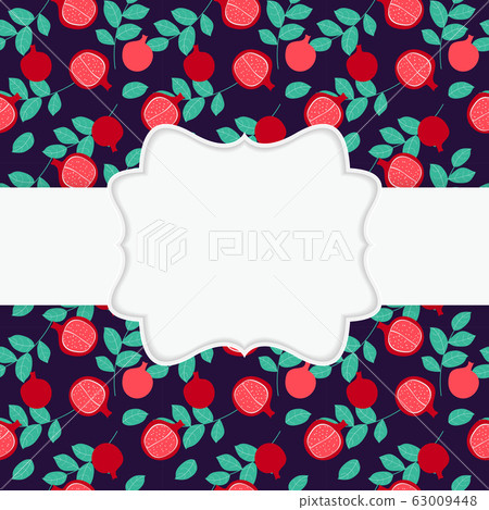 Background with pomegranate and Frame. Vector Background with pomegranate and Frame. Vector 63009448