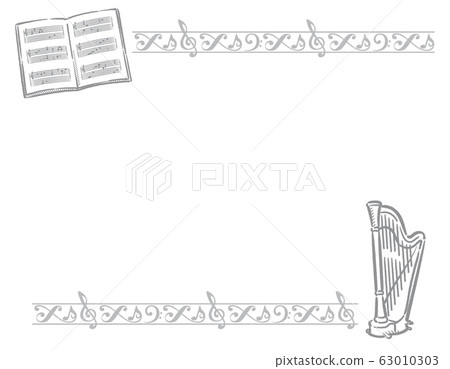 Decorative borders and harp, score frame material Decorative borders and harp, score frame material 63010303