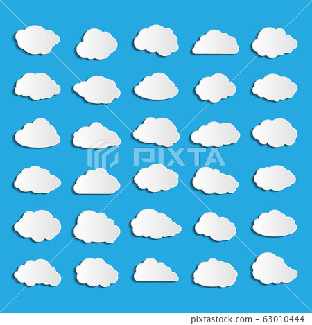 collection of vector clouds on blue background - Stock Illustration ...