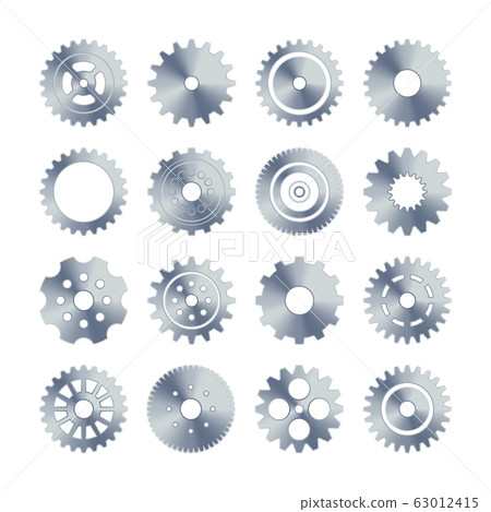 Gear wheels set. Retro vintage metal cogwheels collection. Industrial icons. Vector illustration. Gear wheels set. Retro vintage metal cogwheels collection. Industrial icons. Vector illustration. 63012415