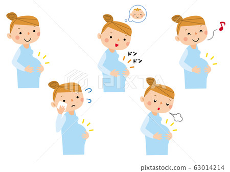 Pregnant woman various expressions 63014214