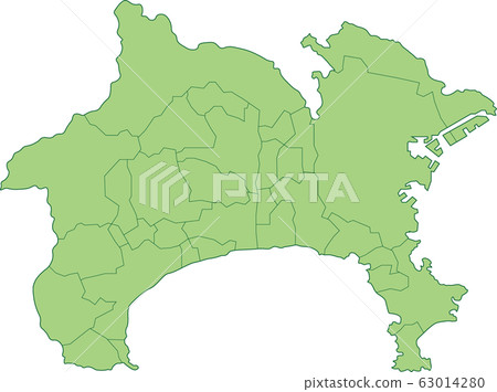 Map of Kanagawa Prefecture_by municipality - Stock Illustration ...